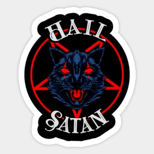 Hail Satan Demon Cat Black Metal Occult Kitty Sticker